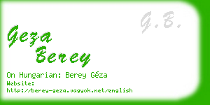 geza berey business card